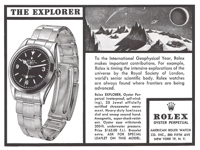 Rolex value: Explorer ad