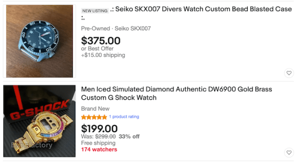 eBay watch sales 