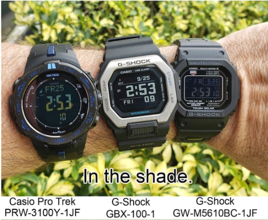 G-SHOCK display comparison