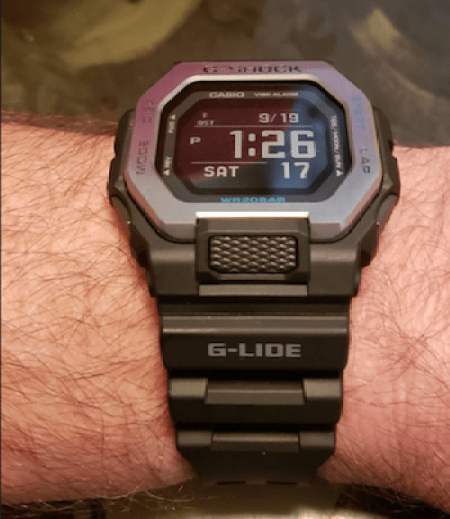 G-SHOCK GBX-100 at the restaurant table