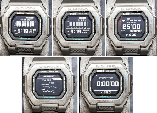 G-SHOCK GBX-100 fitness screens